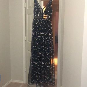 gb social floral embroidered gown